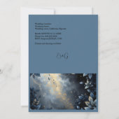 エレガントミッドナイトブルーと金ゴールドフォレ結婚スト 招待状 (裏面)