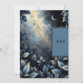 エレガントミッドナイトブルーと金ゴールドフォレ結婚スト 招待状 (裏面)