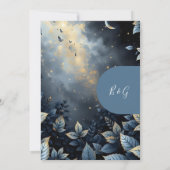 エレガントミッドナイトブルーと金ゴールドフォレ結婚スト 招待状 (裏面)