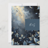 エレガントミッドナイトブルーと金ゴールドフォレ結婚スト 招待状 (裏面)