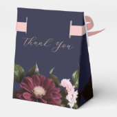 エレガントミッドナイトブルーブルゴーニュ結婚フローラ フェイバーボックス (裏面サイド)