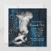 エレガントミッドナイトブルーマスカレードパーティー 招待状 (裏面)