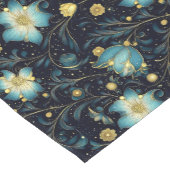 エレガントミッドナイトブルー&金ゴールドフローラクリスマス ショートテーブルランナー (コーナー)