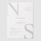 エレガントミニマはっきりしたモダンイニシャル結婚ズ ベラム紙招待状 (正面)