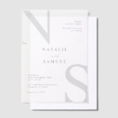 エレガントミニマはっきりしたモダンイニシャル結婚ズ ベラム紙招待状 (オフセット)