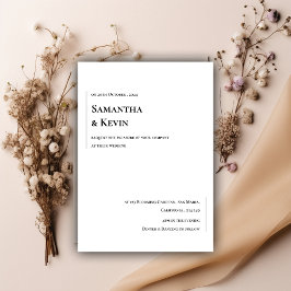 エレガントミニマクラシックリストのホワイトオンブラック結婚ズ 招待状