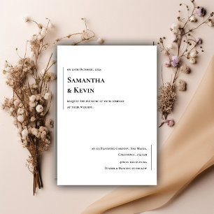 エレガントミニマクラシックリストのホワイトオンブラック結婚ズ 招待状