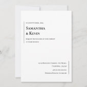 エレガントミニマクラシックリストのホワイトオンブラック結婚ズ 招待状 (正面)