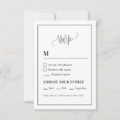 エレガントミニマクラシックリストの白黒結婚の 出欠カード (正面)