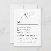 エレガントミニマクラシックリストの白黒結婚の 出欠カード (正面)