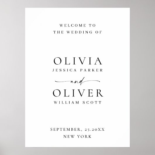 エレガントミニマシンプルリスト結婚歓迎 ポスター (正面)