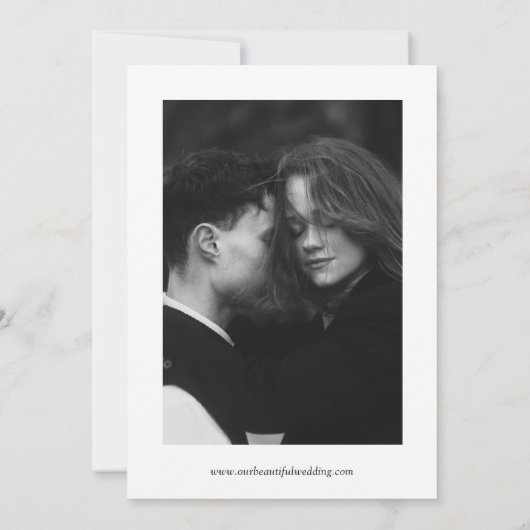 エレガントミニマシンプルルの写真モダン結婚の セーブザデート (裏面)