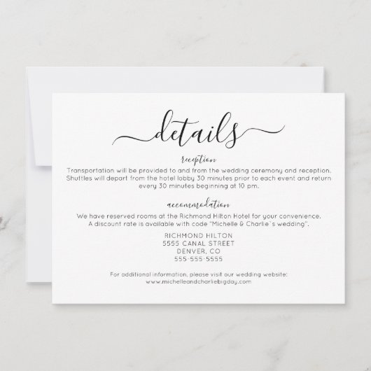 エレガントミニマシンプルル結婚詳細 招待状 (正面)