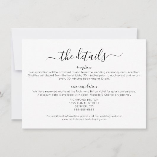 エレガントミニマシンプルル結婚詳細 招待状 (正面)