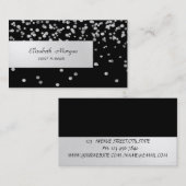 エレガントミニマストライプのリスト，黒，紙吹雪 名刺 (正面/裏面)