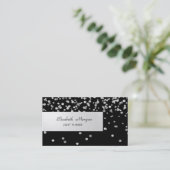 エレガントミニマストライプのリスト，黒，紙吹雪 名刺 (スタンド正面)
