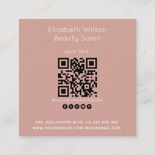 エレガントミニマフェミニンリストバラ金ゴールド《写真》ぼけ味QR スクエア名刺 (裏面)