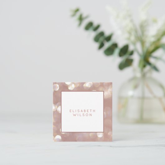 エレガントミニマフェミニンリストバラ金ゴールド《写真》ぼけ味QR スクエア名刺 (スタンド正面)