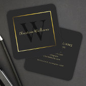 エレガントミニマモダンリストブラック金ゴールドプロフェッショナル スクエア名刺
