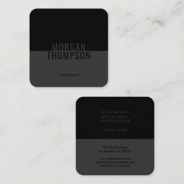 エレガントミニマモダンリストプレインブラックグレーシンプル スクエア名刺
