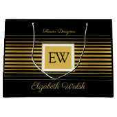 エレガントミニマモダンリスト色あせた金ゴールド線デザイン ラージペーパーバッグ (正面)