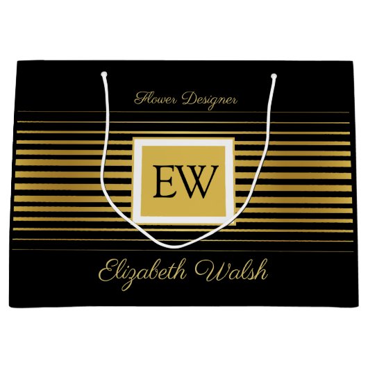 エレガントミニマモダンリスト色あせた金ゴールド線デザイン ラージペーパーバッグ