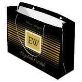 エレガントミニマモダンリスト色あせた金ゴールド線デザイン ラージペーパーバッグ