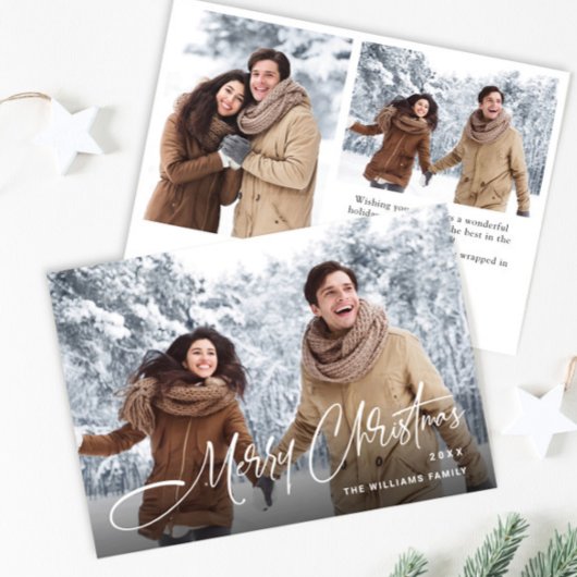 エレガントミニマモダンリストChristmas 3 Photo シーズンカード