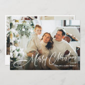 エレガントミニマモダンリストChristmas 3 Photo シーズンカード (正面/裏面)