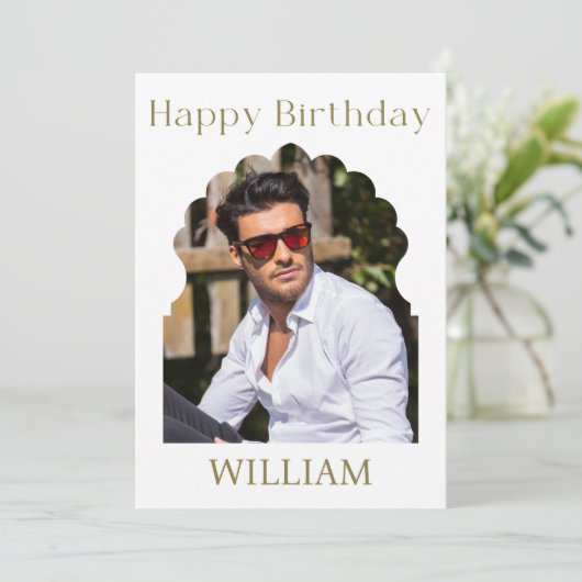 エレガントミニマモダンル写王室の真誕生日 カード (スタンド正面)