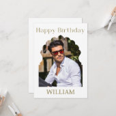 エレガントミニマモダンル写王室の真誕生日 カード (正面/裏面インサイチュ)