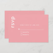 エレガントミニマモダンル結婚ピンクの反応 出欠カード (正面/裏面)