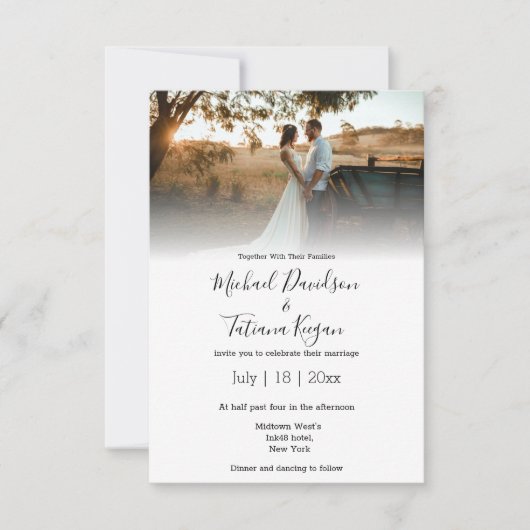 エレガントミニマモダン結婚リストの写真 招待状 (正面)