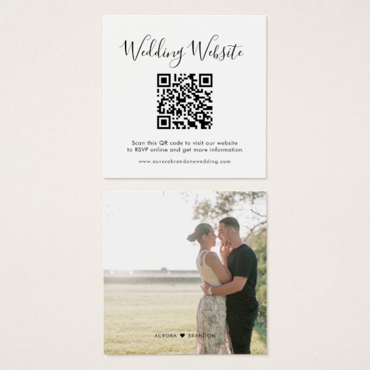 エレガントミニマモダン結婚リストWebサイトカード (正面&裏面)