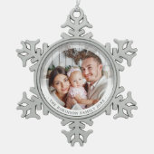 エレガントミニマユニークリストの写真スタイリッシュ スノーフレークピューターオーナメント (正面)