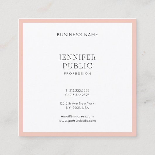 エレガントミニマルお洒落モダンFashal Top スクエア名刺 (裏面)