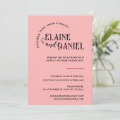 エレガントミニマルなピンク結婚の写真 招待状 (スタンド正面)