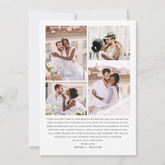 エレガントミニマルな手書き結婚の5枚の写真 サンキューカード (裏面)