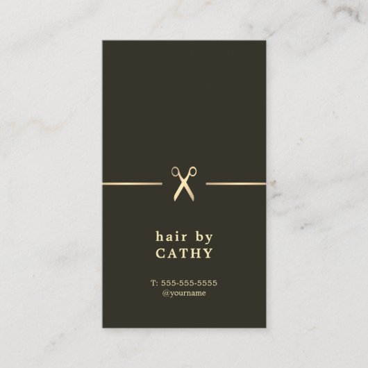 エレガントミニマルはさみ線美容師 名刺 (正面)