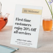 エレガントミニマルはっきりしたフェイク金ゴールドストライプサロン 台座サイン (インサイチュ)