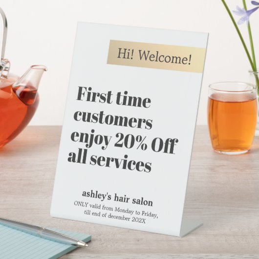 エレガントミニマルはっきりしたフェイク金ゴールドストライプサロン 台座サイン (インサイチュ)