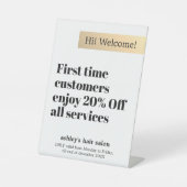 エレガントミニマルはっきりしたフェイク金ゴールドストライプサロン 台座サイン (正面)