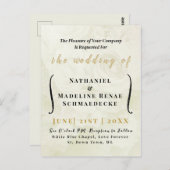 エレガントミニマルアイボリー結婚式招待状はがき。 ポストカード (正面/裏面)