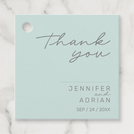 エレガントミニマルカッコいいミント結婚 フェイバータグ (正面)