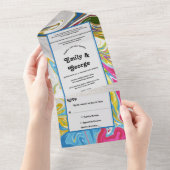 エレガントミニマルカラフル絵画抽象芸術結婚s オールインワン招待状 (貼ってはがせる)