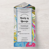 エレガントミニマルカラフル絵画抽象芸術結婚s オールインワン招待状 (内側)