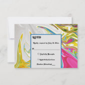 エレガントミニマルカラフル絵画抽象芸術結婚s 出欠カード (正面)