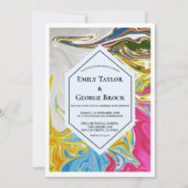 エレガントミニマルカラフル絵画抽象芸術結婚s 招待状 (正面)
