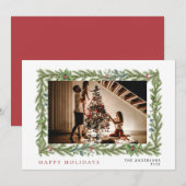エレガントミニマルクリスマス | ファミリーモダンポートレート シーズンカード (正面/裏面)