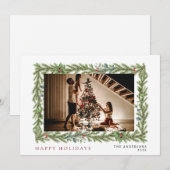 エレガントミニマルクリスマス | ファミリーモダンポートレート シーズンカード (正面/裏面)